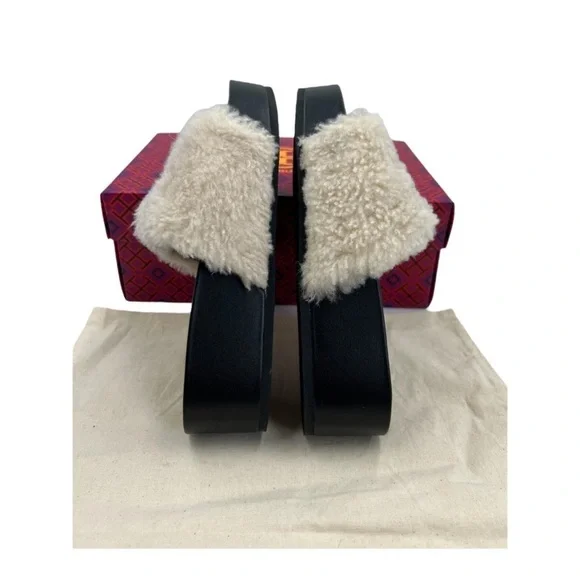 ✨ Tory Burch Faux-Shearling Double T Flatform Slides | NWT | Size 5 - Picture 11 of 15